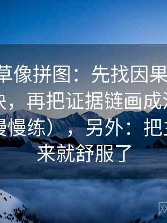 17c一起草像拼图：先找因果链有没有跳步这块，再把证据链画成流程（收藏起来慢慢练），另外：把主线拎出来就舒服了
